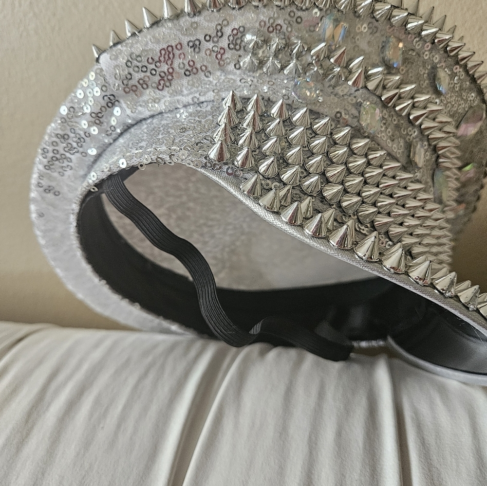 Silver Studded Sequin Cap - Picture 4 of 5